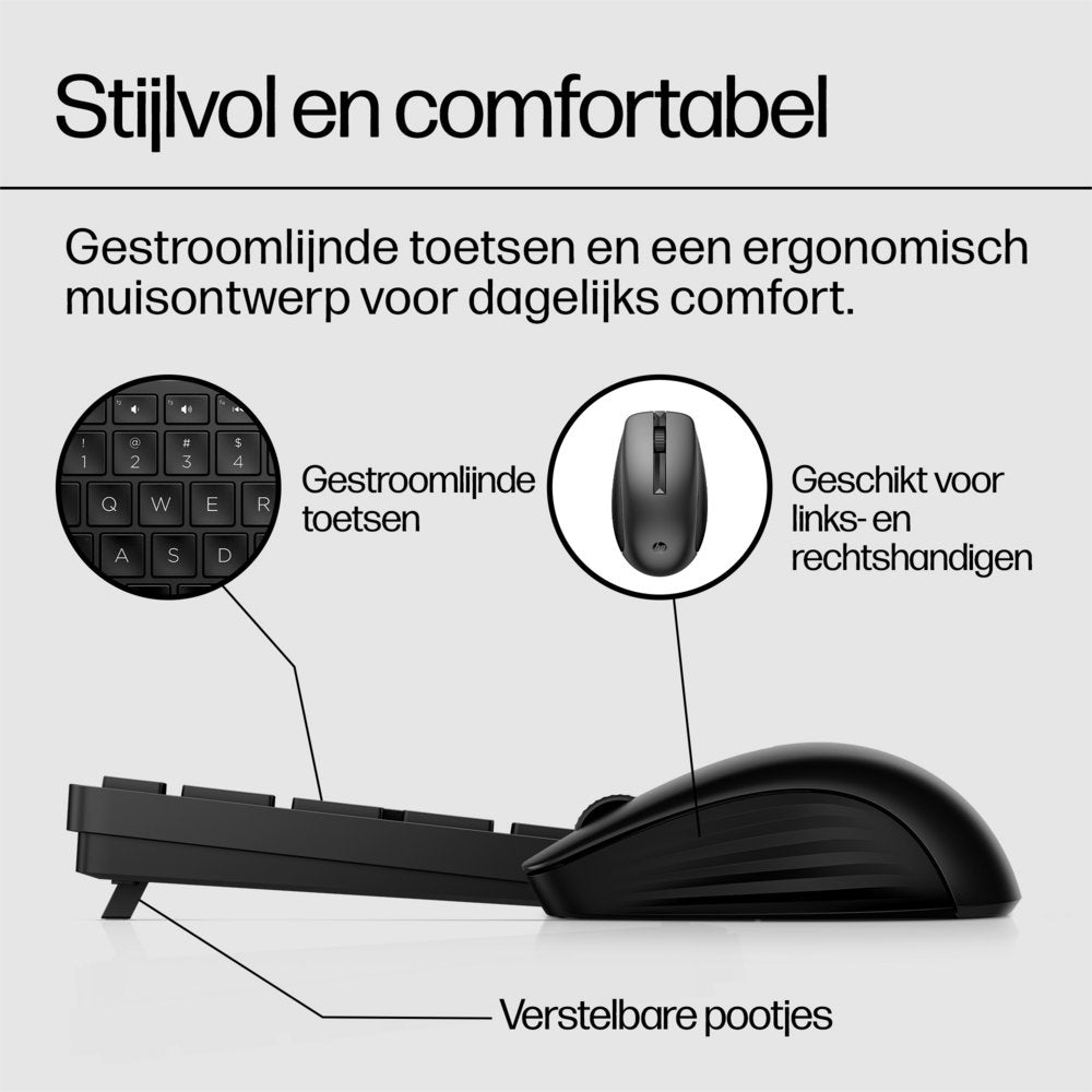 AZERTY | HP 650 Wit | Draadloze Muis en Toetsenbordcombo | AZERTY