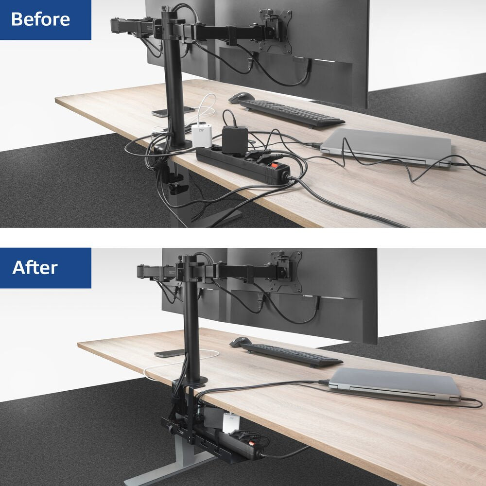 ACT Kabelgoot voor onder bureau | Klemsysteem | 40 cm | Zonder boren | Staal | Zwart