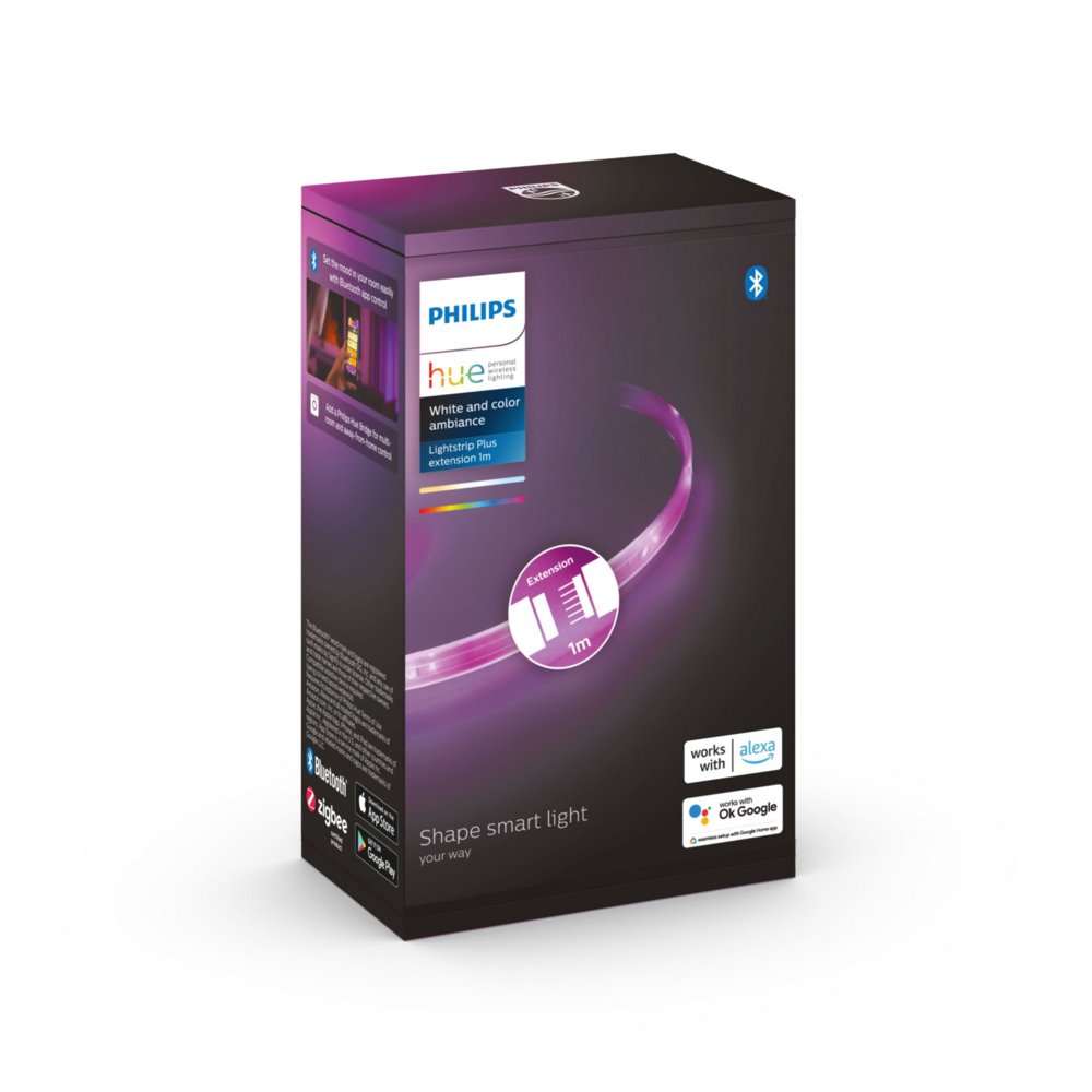 Philips Hue Lightstrip Plus V4 Verlengstuk | 1 Meter | White & Color Ambiance | Flexibel Ontwerp | Compatibel met Philips Hue