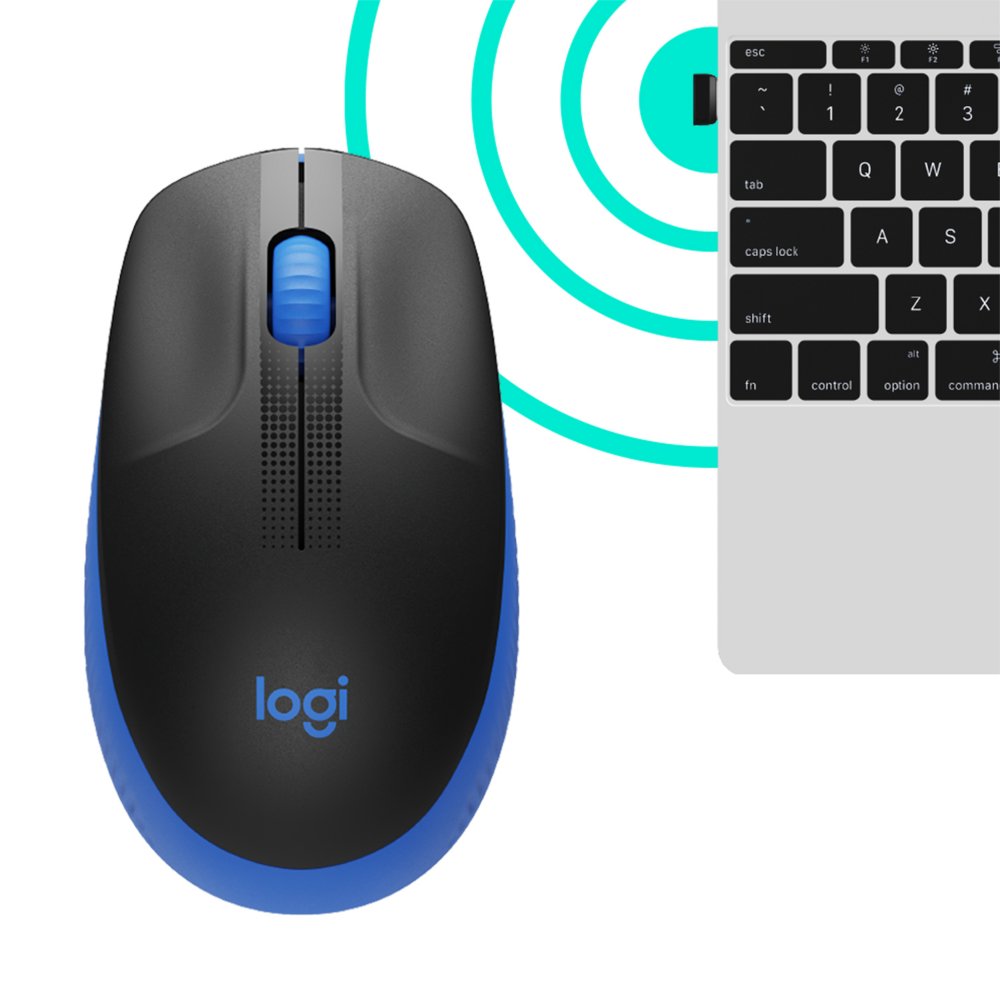 Logitech M190 | Draadloze Muis | Links- en Rechtshandig | RF | 1000 DPI | Zwart/Blauw