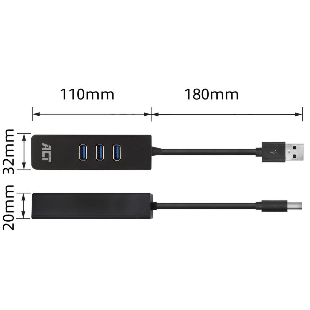 ACT AC6310 | USB 3.2 Gen 1 Interface Hub | Type-A | 5 Gbps | Zwart