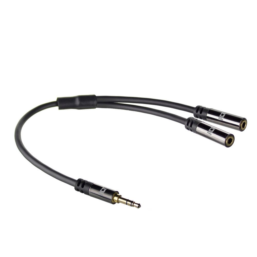 ACT AC3620 | 3.5mm Splitterkabel | 0,15 Meter | 1x Male naar 2x Female | Zwart