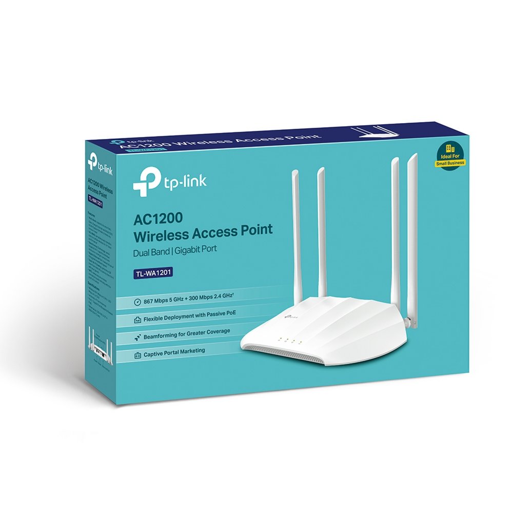 TP-Link TL-WA1201 | Wi-Fi 5 Access Point | 867 Mbps | PoE Ondersteuning | Inclusief Voedingsadapter | Dual-Band