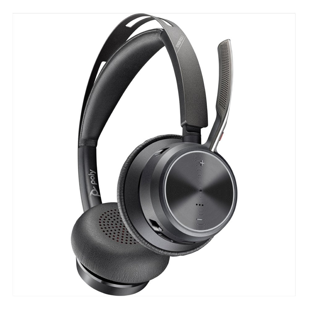 HP Poly Voyager Focus 2 UC Stereo | Bluetooth Headset (ANC) | USB-C (met USB-A Adapter) | Oplaadstandaard | Zwart