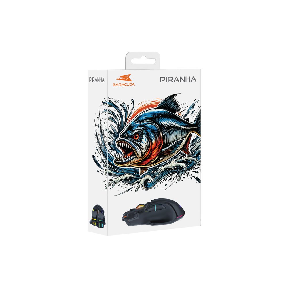 Baracuda PIRANHA RGB | Bedrade Gaming Muis | USB-A | 7200 DPI | Zwart