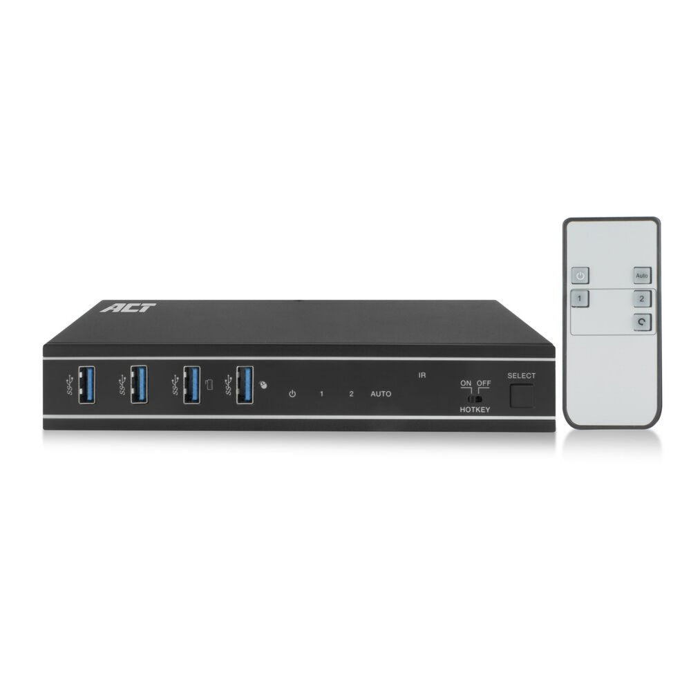 ACT AC7912 | KVM-Switch | 2-Poorts HDMI | 4K@60Hz | USB 3.2 Gen1 | RS-232 | Zwart