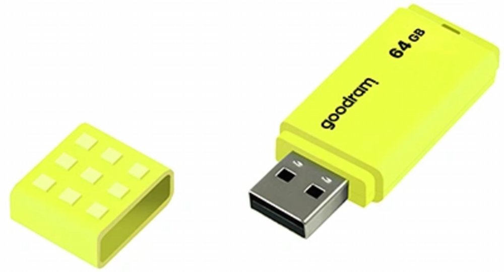 Goodram UME2 | USB-A 2.0 Flash Drive | 64GB | tot 20 MB/s lezen | tot 5 MB/s schrijven | Geel