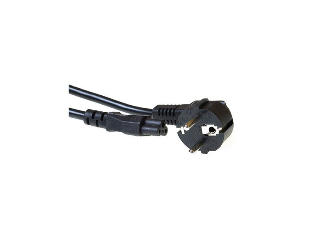 ACT Stroomkabel | Randaarde Stekker CEE7/7 (Haaks) naar C5 | 1,0 m | Zwart | Voor Laptopadapters & Elektronica
