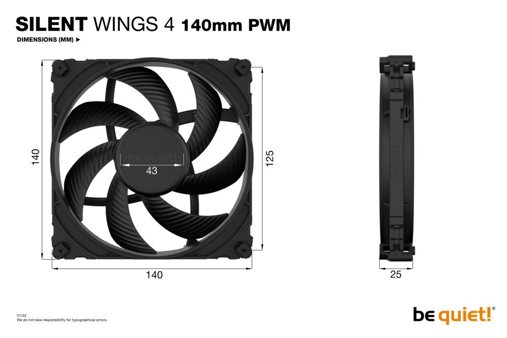 be quiet! Silent Wings 4 | 140mm PWM Behuizingsventilator | Zwart | Single Pack (1 stuk)