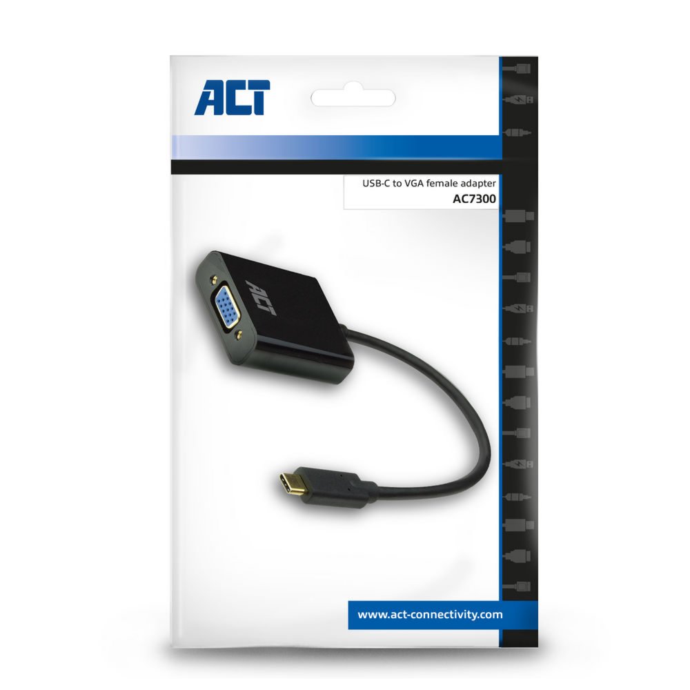 ACT AC7300 | USB-C naar VGA Adapter | 0,15 m | Zwart