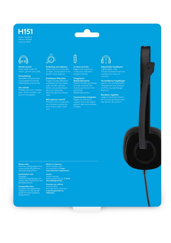 Logitech H151 | Bedrade On-ear Headset | 3.5mm | Zwart