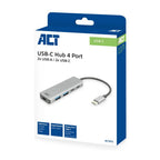 ACT AC7072 USB-C Hub 3.0 | 2x USB-A & 2x USB-C Poorten | 5 Gbps | Aluminium Behuizing | 12 cm Kabel