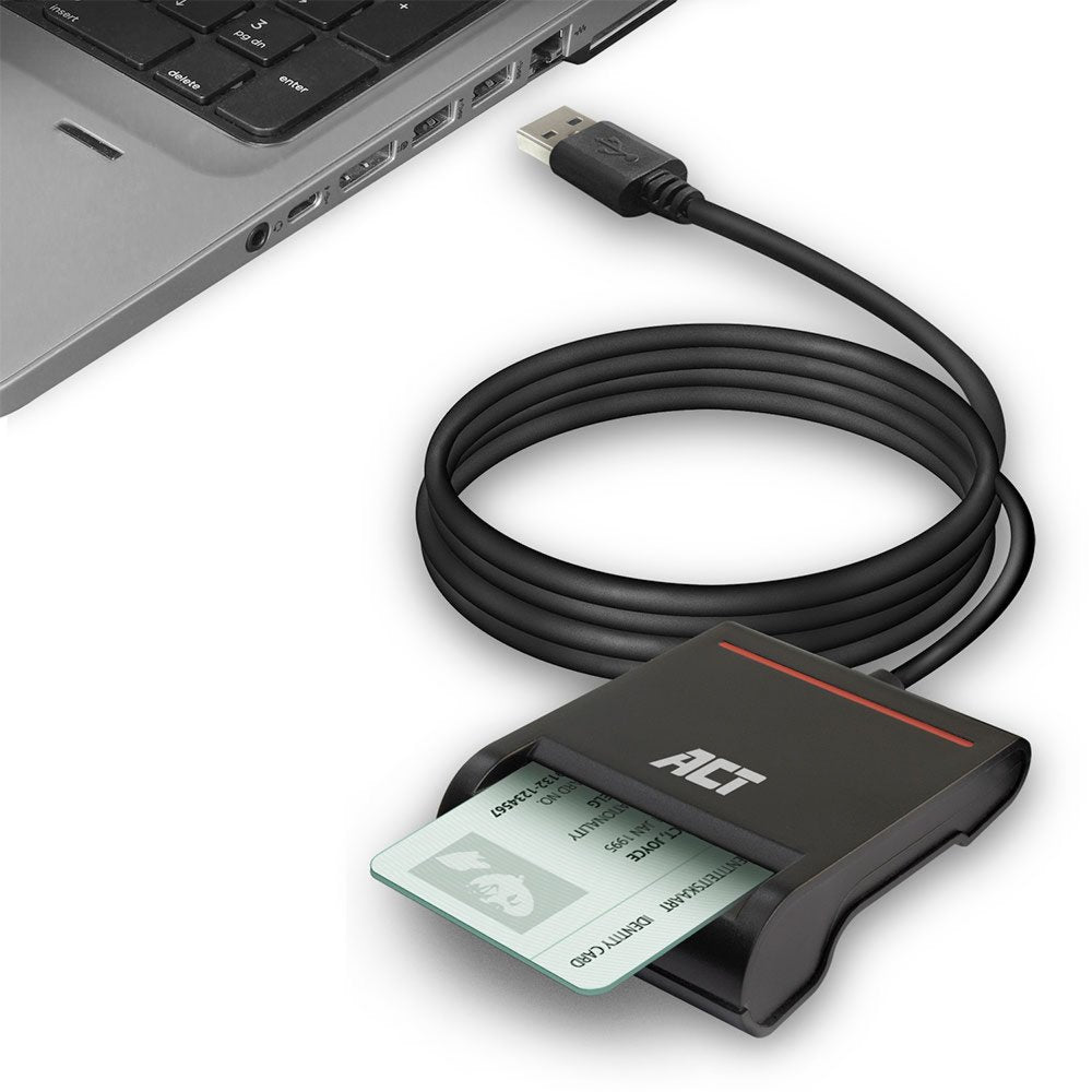 ACT AC6015 USB Smartcard eID Kaartlezer – Zwart | USB 2.0 | Geschikt voor Windows & macOS