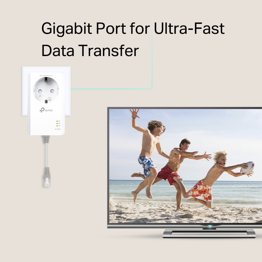 TP-Link AV1000 | Powerline Adapter Set | 1000 Mbps | Gigabit Ethernet | Starter Kit