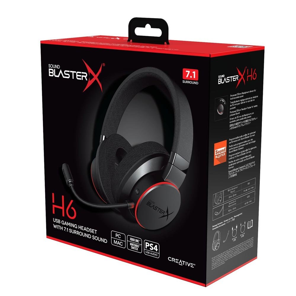 Creative Sound BlasterX H6 | Bedrade Over-ear Gaming Headset | USB-A & 3.5mm | Zwart & RGB