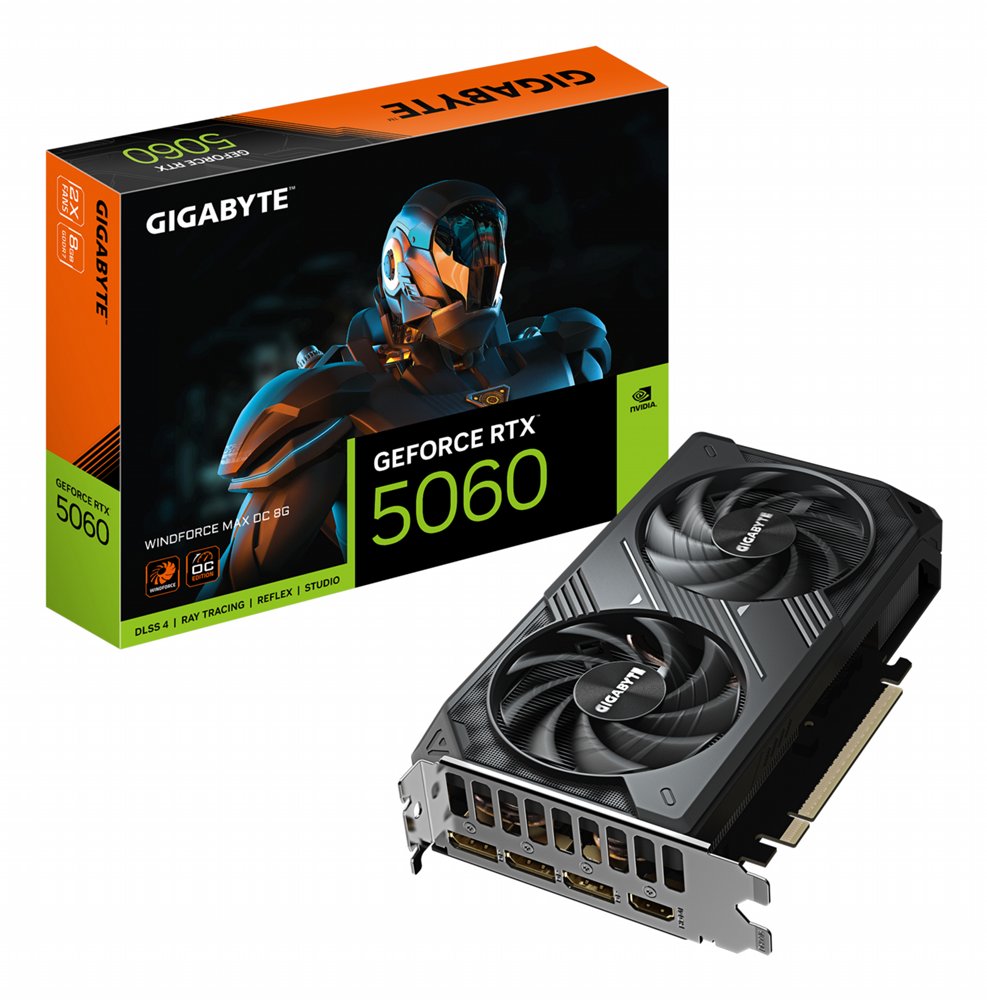 GIGABYTE GeForce RTX 5060 WINDFORCE MAX OC | 8GB GDDR7 | DLSS 4 | Videokaart | NVIDIA GPU