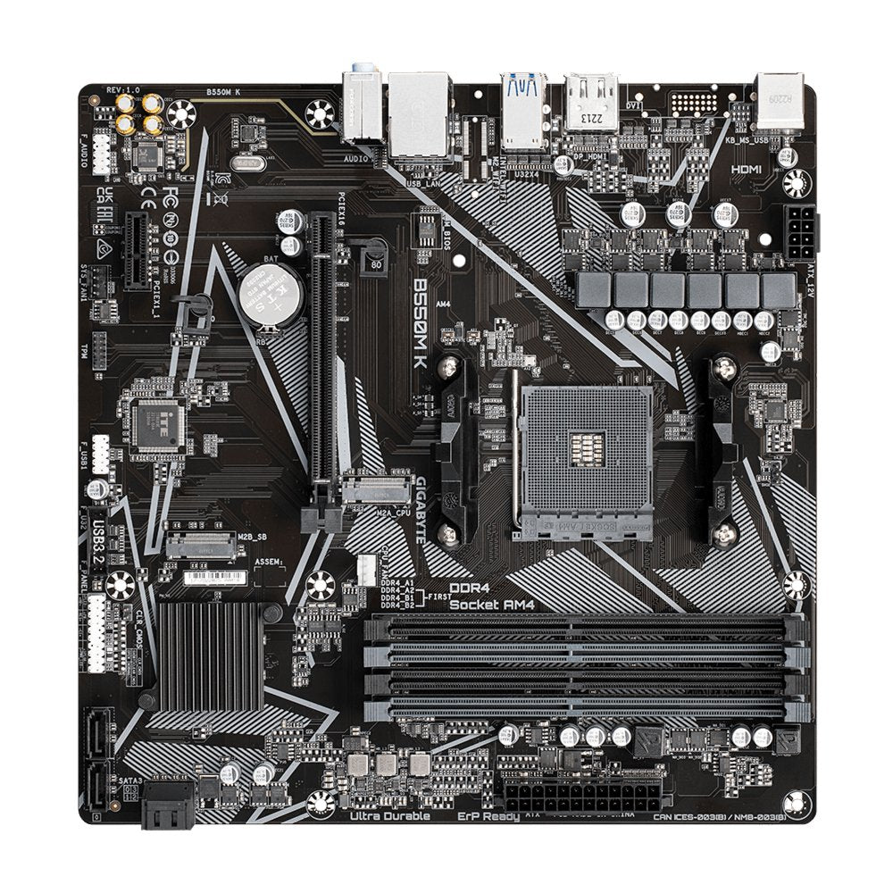 Gigabyte B550M K 1.0 | Socket AM4 | AMD B550 | 4xDDR4 | Micro-ATX | Moederbord