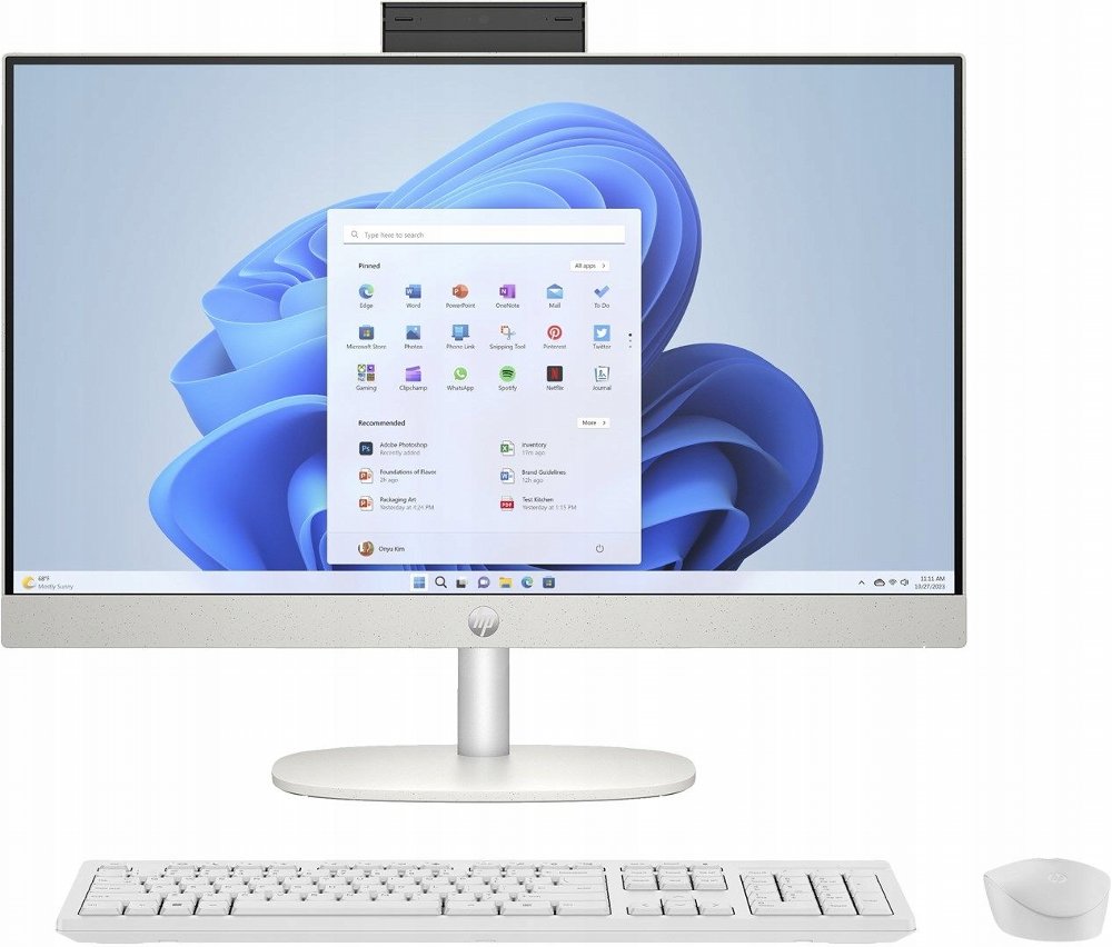 HP All-in-One | 24'' Full HD IPS | AMD Ryzen 3 7320U | 8GB DDR5 | 512GB SSD | IR Camera | W11 Professional | Met Keyboard & M
