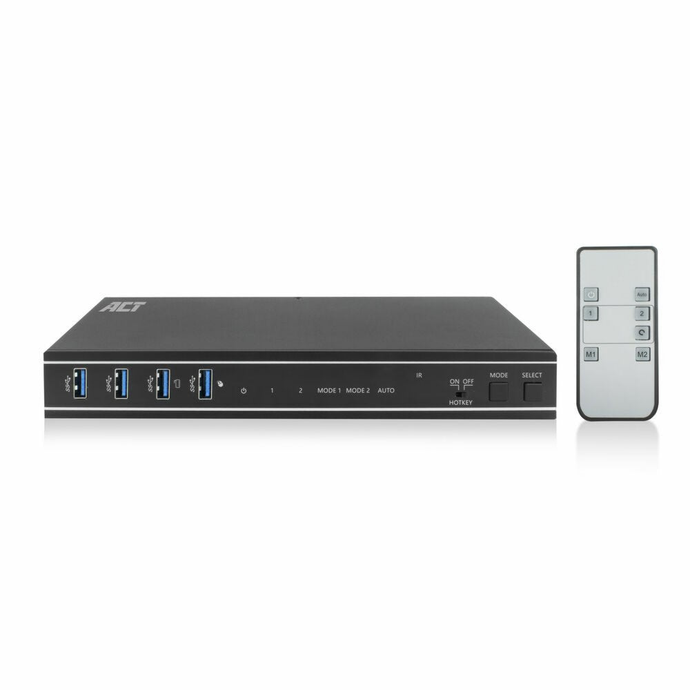 ACT AC7914 | KVM-Switch | 2-Poorts Dual HDMI | 4K@60Hz | USB 3.2 Gen1 | RS-232 | Zwart