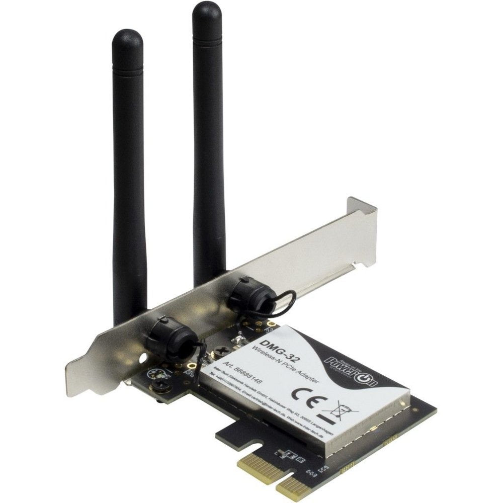 Inter-Tech DMG-32 | Interne WLAN-adapter | PCIe x1 | Wi-Fi 5 (802.11ac) | Dual-band 2,4 & 5 GHz | 650 Mbps | 2x 2dBi antennes