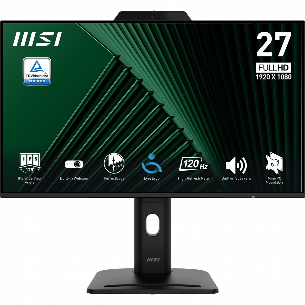 MSI PRO MP272PMG | 27" Full HD IPS Monitor | 120Hz | Webcam | USB | Zwart