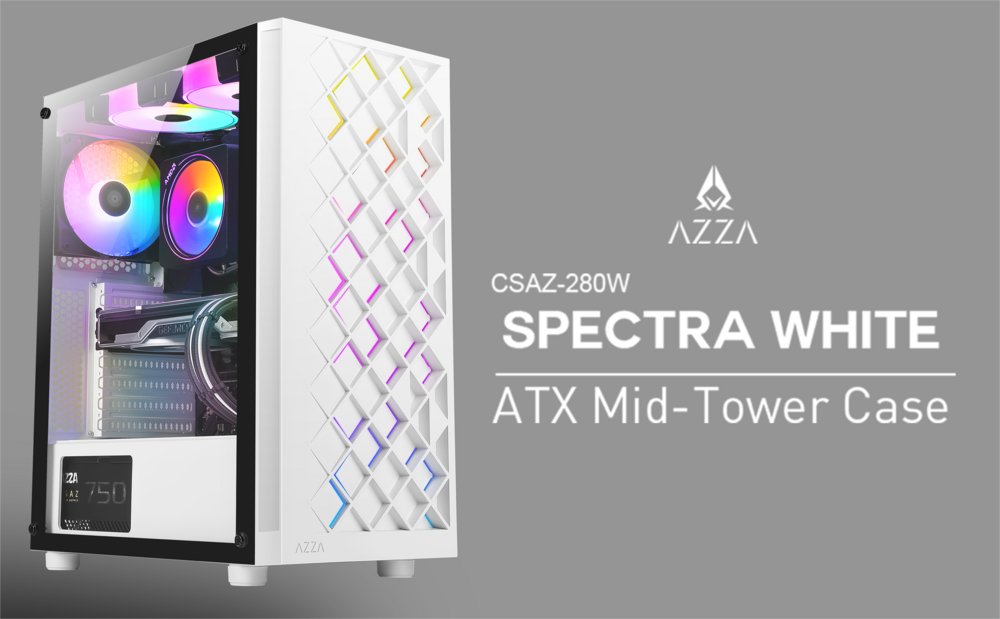 Azza Spectra RGB | Midi Tower Case | Wit