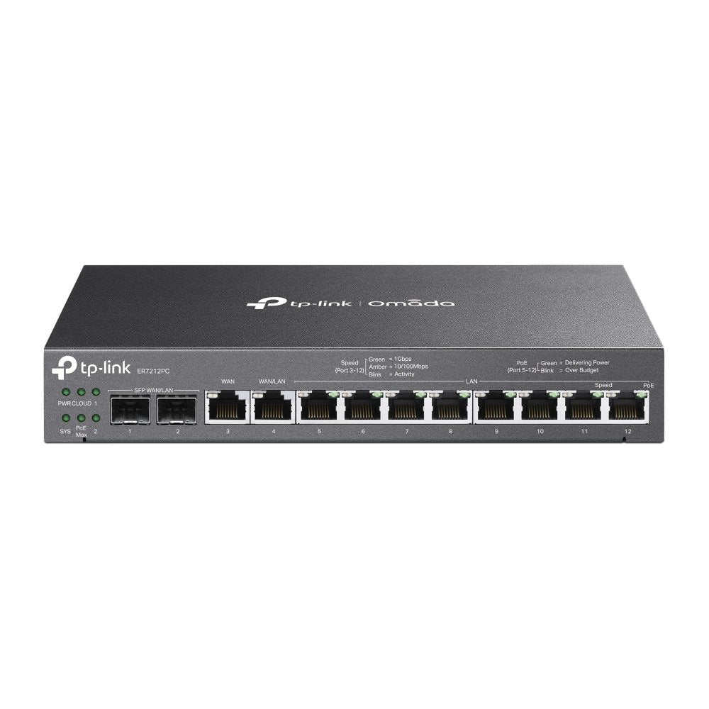 TP-Link Omada TL‑ER7212PC | Gigabit VPN Router & PoE+ Switch | 110 W PoE+ | Omada SDN Controller | Fanless Desktop/Wall