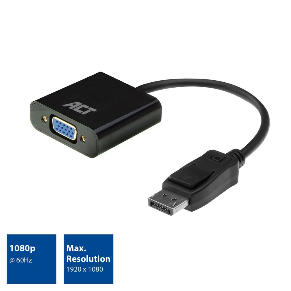 ACT AC7515 DisplayPort naar VGA Adapter | Female | Zip Bag