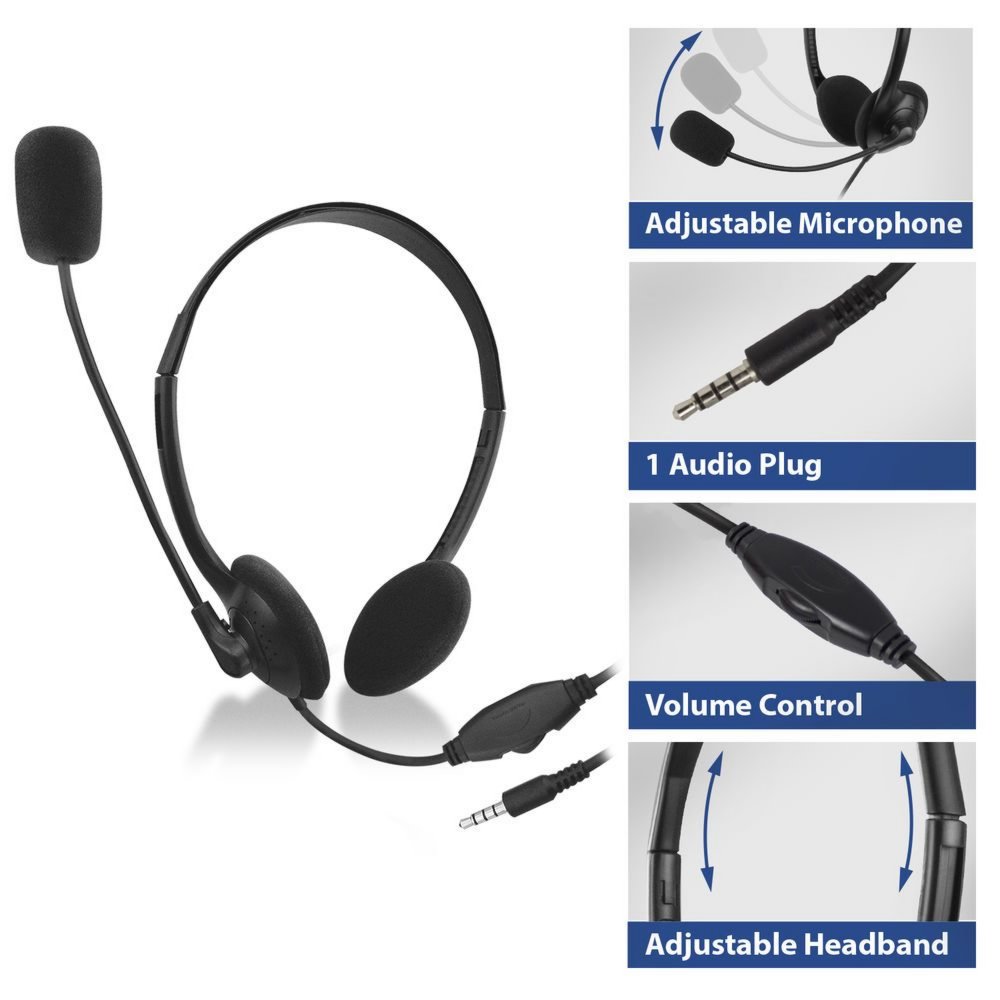 ACT AC9330 | On-Ear Headset met Microfoon | Zwart
