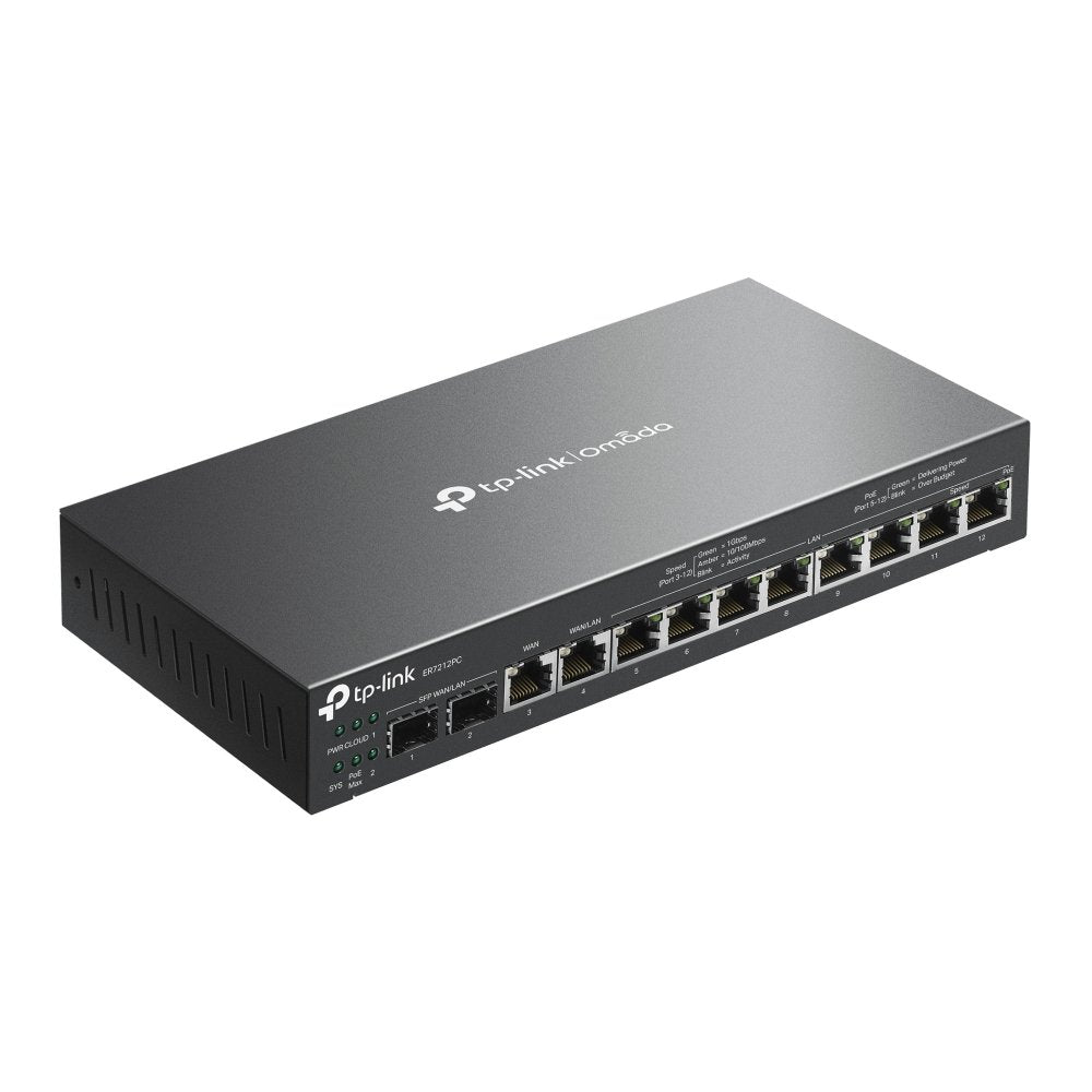 TP-Link Omada TL‑ER7212PC | Gigabit VPN Router & PoE+ Switch | 110 W PoE+ | Omada SDN Controller | Fanless Desktop/Wall