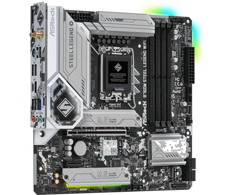 Asrock B760M Steel Legend WiFi | Socket LGA 1700 | Intel B760 | 4xDDR5 | Micro-ATX | Moederbord