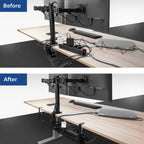 ACT Verstelbare kabelgoot voor onder bureau | Klemsysteem | 43 tot 72 cm | Zonder boren | Staal | Zwart