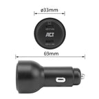 ACT AC2210 | 2 Poorts USB-C Autolader 95W | Power Delivery PPS & Quick Charge 5 | GaNFast
