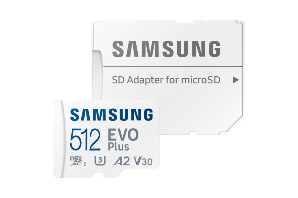 Samsung EVO Plus | MicroSDXC | 512GB | Class 10 | UHS-I U3 | V30 | A2 | Tot 160MB/s | Inclusief adapter