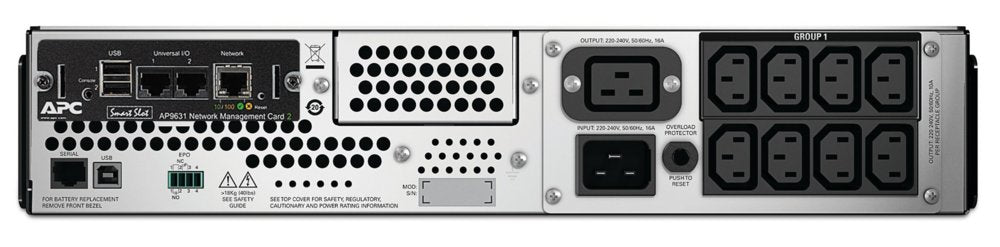APC Smart-UPS SMT2200RMI2UNC | 2200 VA / 1980 W | 2U Rackmount | 8x IEC C13 & 2x IEC C19 Stopcontacten | Zuivere Sinusgolf | 