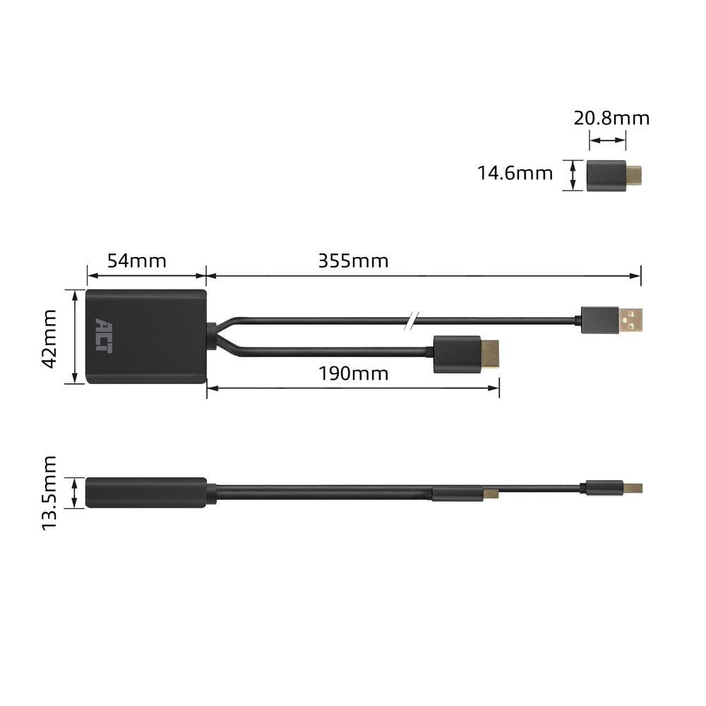 ACT AC7537 | HDMI naar USB Type C female adapter | 4K 60Hz