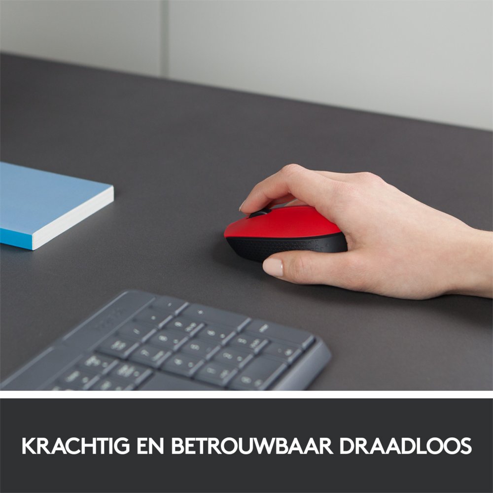 Logitech M171 | Draadloze Muis | Links- en Rechtshandig | RF | 1000 DPI | Rood/Zwart