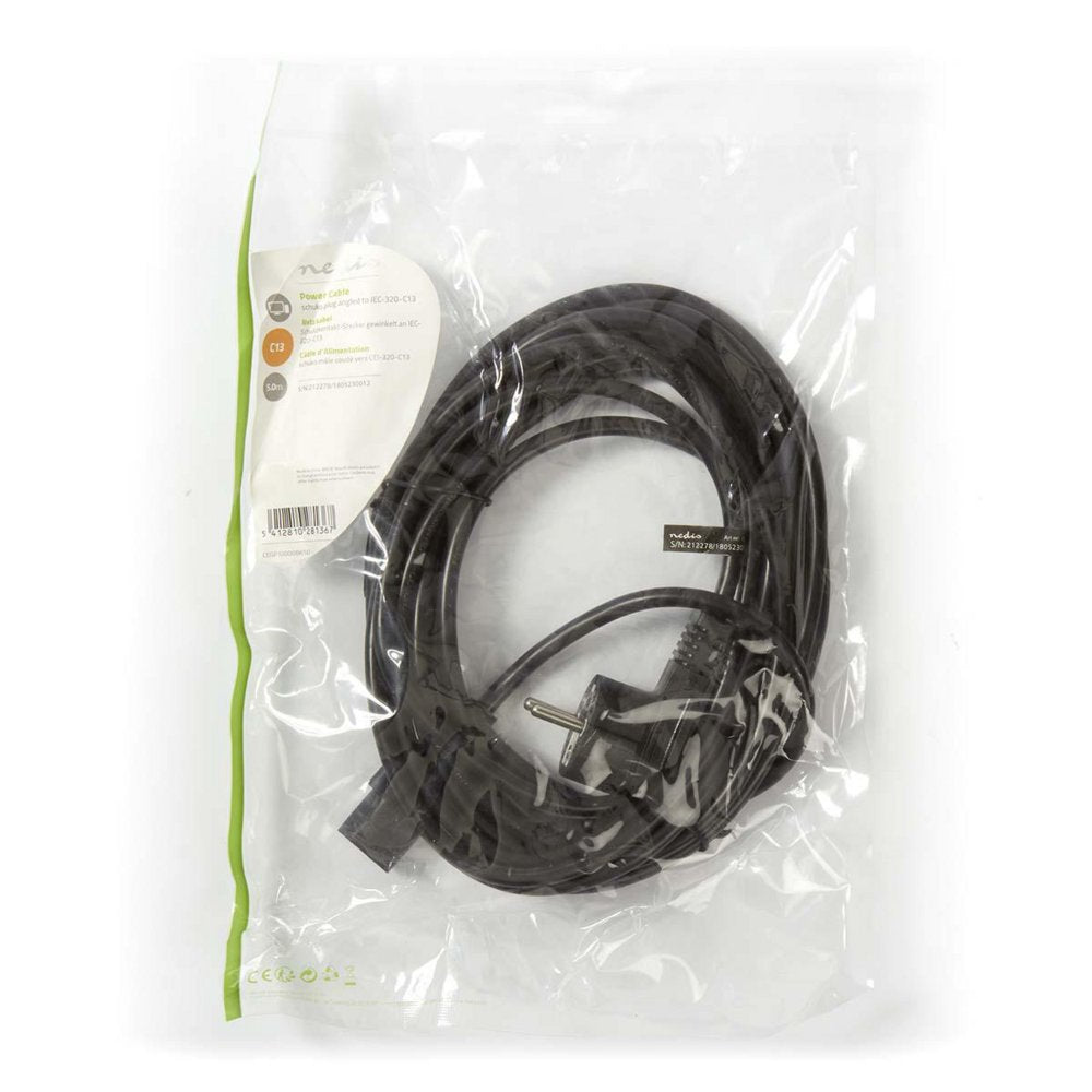 Nedis CEGP10000BK50 | 5 m Stroomkabel | Type F (CEE 7/7) Male naar IEC C13 | Zwart | 10A / 250V | PVC
