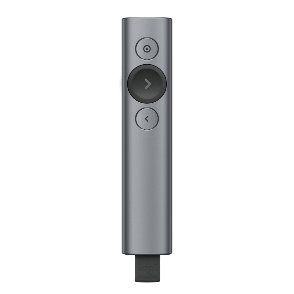 Logitech Spotlight Presenter | Draadloos | Bluetooth & USB 2.4 GHz | Bereik tot 30 meter | Grijs