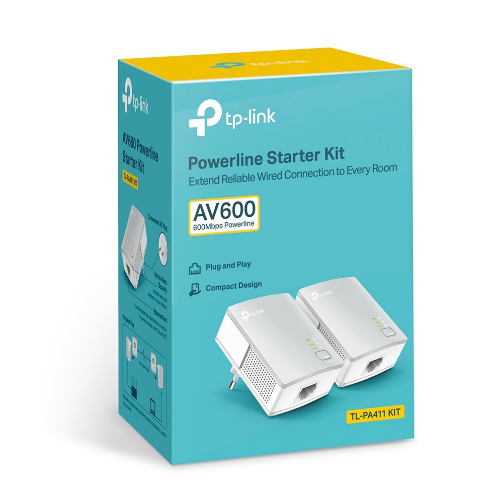 TP-Link PA411KIT | Powerline Adapter Set | 500 Mbps | Fast Ethernet | Wit