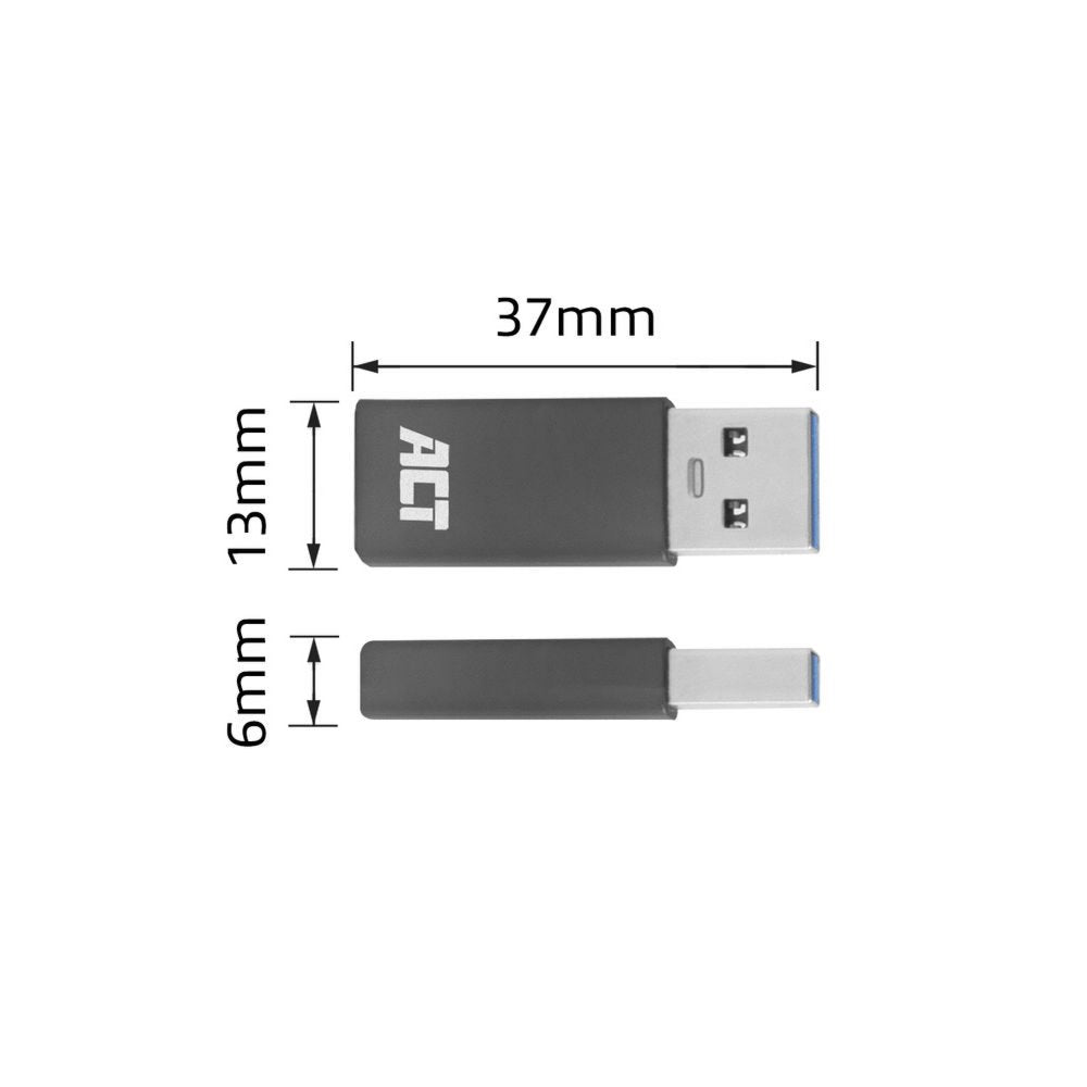 AC7375 ACT kabel-tussenstuk | USB-C naar USB-A | Grijs