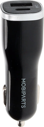 Mobiparts Car Charger | Dual USB-A & USB-C Autolader 12W | Zwart