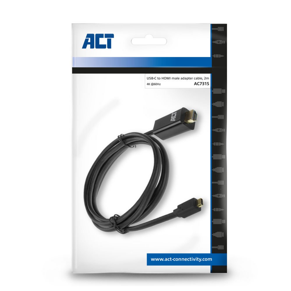 ACT AC7315 | USB-C naar HDMI Kabel | 2 m | Zwart