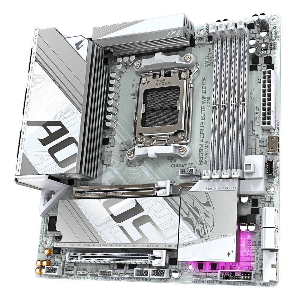 Gigabyte B850M AORUS ELITE WIFI6E ICE | Socket AM5 | AMD B850 | 4xDDR5 | Micro ATX | Moederbord