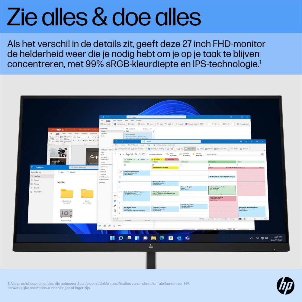 HP E27 G5 27'' | 1920x1080 IPS | 75Hz | USB-Hub | Ergonomisch Design | Full HD Monitor