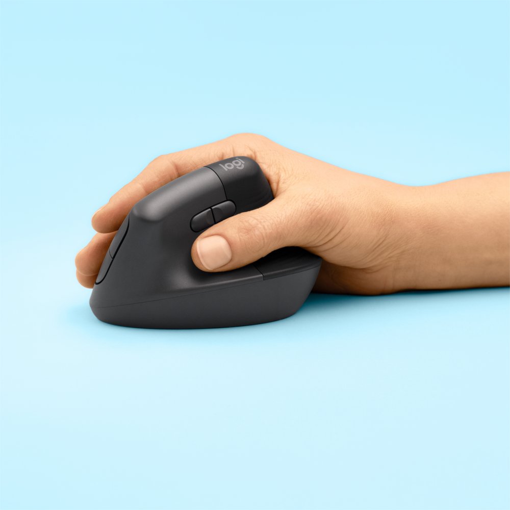 Logitech Lift | Ergonomische Draadloze Muis | Rechtshandig | RF + Bluetooth | 4000 DPI | Grafiet