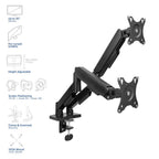 ACT AC8314 Monitorarm Essentials | Verstelbare Monitor-bureaubeugel | Tot 35" | Max 2x 9 kg | VESA 75x75 / 100x100 | 2 Monito