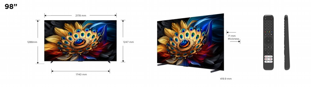 TCL C69 98C69B | 98'' Ultra HD 4K | QLED Smart TV | Wifi | Google TV | Dolby Vision | 60Hz