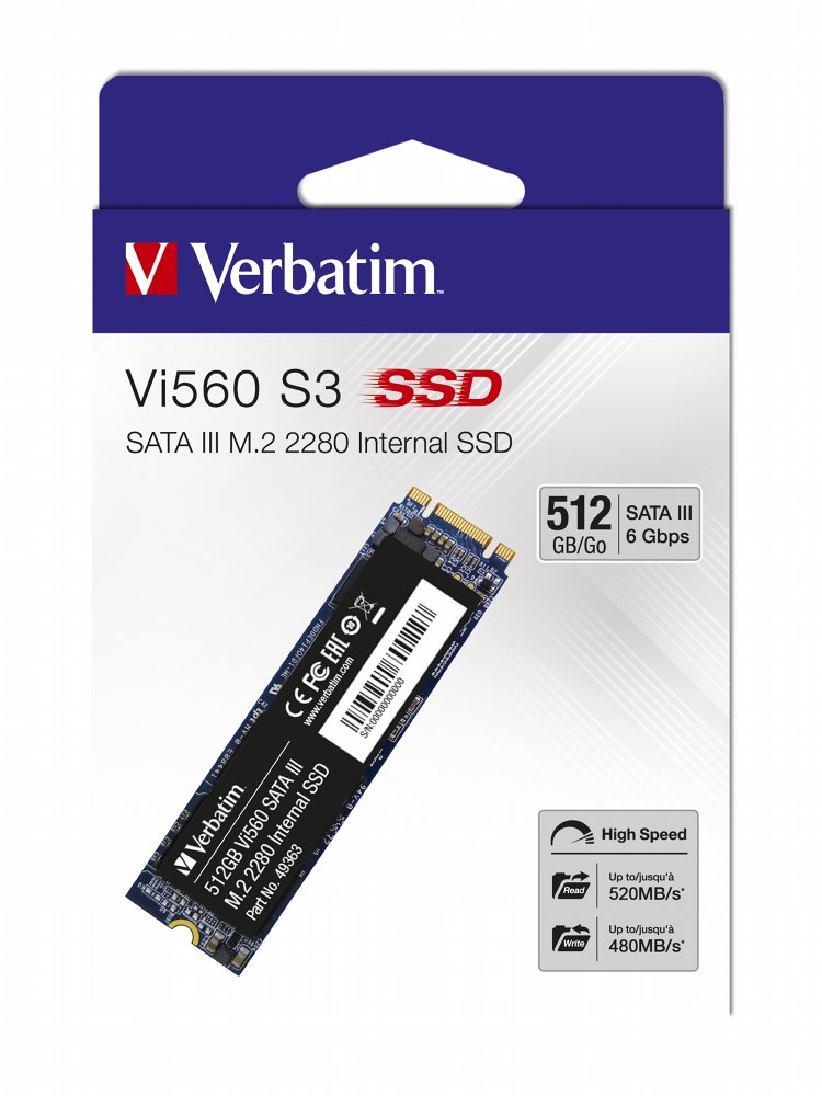 Verbatim Vi560 | 512GB SATA SSD | M.2 | 560MB/s Lezen | 520MB/s Schrijven