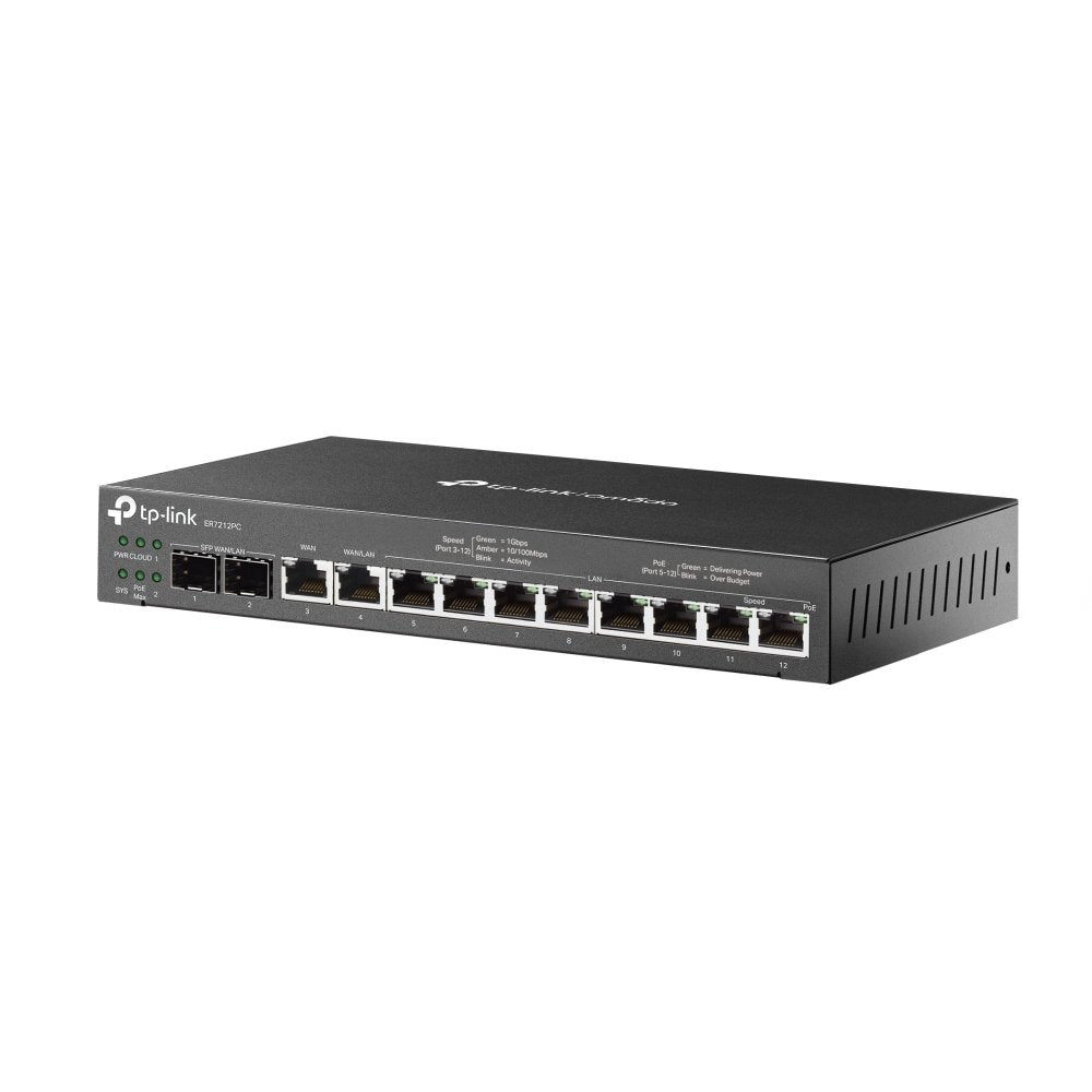 TP-Link Omada TL‑ER7212PC | Gigabit VPN Router & PoE+ Switch | 110 W PoE+ | Omada SDN Controller | Fanless Desktop/Wall